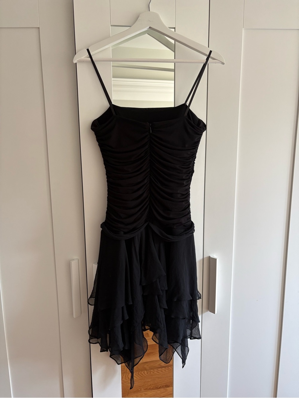BCBGMAXAZRIA 90’s Black Silk Asymmetrical Corset Style Dress - Picture 2 of 4